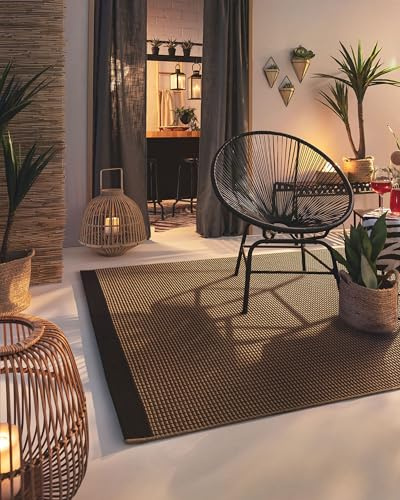 benuta Nest In- & Outdoor Teppich Naoto - Beige/Schwarz 160x230 cm - Kunstfaser - Outdoor geeignet - Rechteckig - Pflegeleicht für Wohnzimmer Schlafzimmer Flur Terrasse Balkon