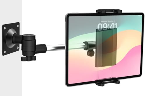 Dosvsi Soporte para Tablet Pared, Soporte de Pared para iPad 12.9, Brazo de Aluminio Soporte Tablet Pared para iPad Pro Air Mini, iPad 10,9, Galaxy Tab, iPhone, 4-13 Tableta
