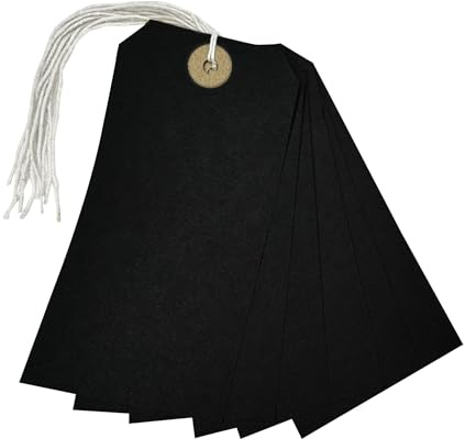 Pack of 50 Black Strung Tags 120mm x 60mm