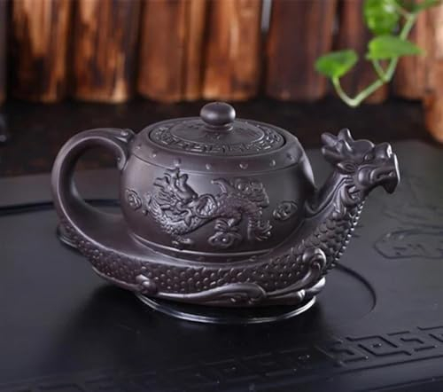 Service à Thé Pour Adultes Service À Thé En Terre Cuite Fait À La Main Grande Capacité Théière En Terre Cuite Violette Raditional Dragon Tea Pot Kettle Kung Fu Teapot Théière Service Thé (Size : Ligh