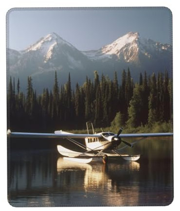Small Mousepad Airplane on Lake Mousemat with Non-Slip Rubber Base Mini Mousepad for Wireless Mouses Laptop Mousepads for Men Women Computer Keyboard mat Desk Pad 8.3 x 10.3 in