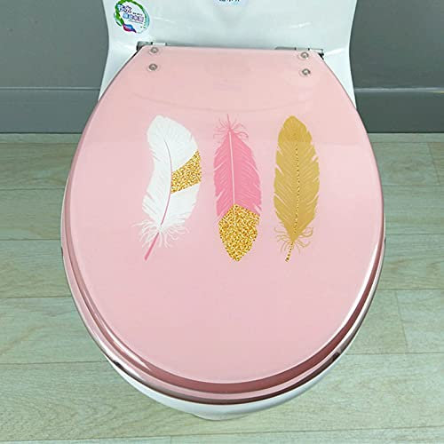 Sedile WC addensato rosa, sedile WC U/V, sedile WC con chiusura ammortizzata, coperchio WC in materiale resina robusto ed ea