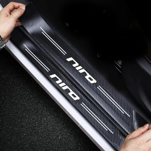4 Pièces Protection Seuil de Porte de Voiture pour Kia Niro, Autocollant en Cuir de Fibre de Carbone Plinthes pour Auto (Niro)