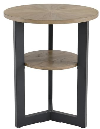 MIAUWUUFHOME Massivholz Beistelltisch Rund, Kleiner Tisch, Couchtisch klein, Wohnzimmertisch, Stauraum für Wohnzimmer Schlafzimmer, Nachttisch Modern, Coach-Tisch BZ1338