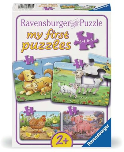 Ravensburger Puzzle Kleine Bauernhoftiere - 2, 4, 6, 8 Teile Puzzle ab 2 | my first puzzle mit 2, 4, 6, 8 Teile, Kinderpuzzle ab 2 Jahre, Ravensburger Qualität