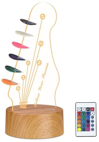 Light Up Guitar Pick Holder, Acrylic 3d Led Guitar Pick Lamp 16-Color Guitar Night Light Pick Storage Rack,For Picks Storage And Display,A Christmas Birthday Gift For Music Lovers And Guitarists