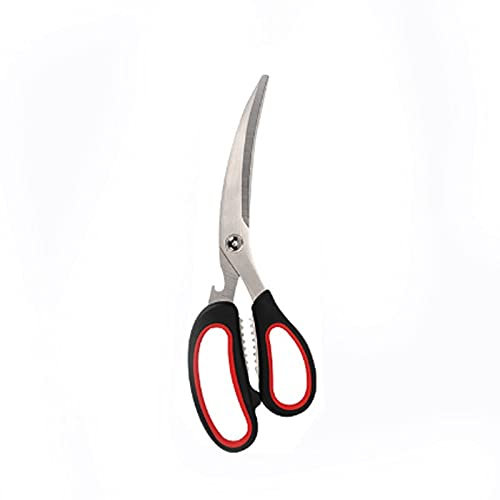 ZGYOZMNG Schere Haushaltsschere, gebogen, scharfe Klinge, gebürstet und poliert, dick und langlebig, Edelstahl + PP, Größe: 27 x 9 cm