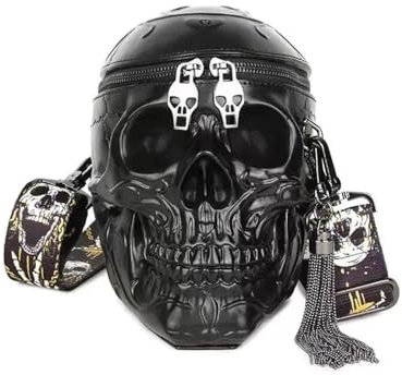 Damen-Tasche, lustige Skelett-Kopf-Geldbörsen und Handtaschen für Damen, Einzelpaket, modische Umhängetasche, Totenkopf-Tasche, Schwarz, Schwarz