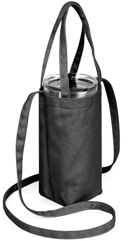 Linkidea Tumbler Carrier with Strap Compatible with YETI Rambler Tumbler 30oz, IRON °FLASK Classic Tumbler 2.0 20oz/24oz/32oz, Waterbottle Sling Bag Coffee Mug Holder, Shoulder Strap, Black
