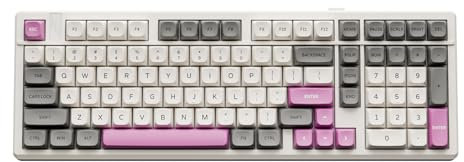 GK GAMAKAY TK101 98% Mechanische Gaming Tastatur mit Nummernpad Hot-Swap-fähig Bluetooth/2.4GHz/Wired RGB PBT Tastenkappen 101 Keys Gasket Gaming Tastatur (Weiß&Grau, Pluto Switch)