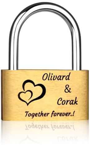 EinzigGeschenk Candado de amor con grabado, candado personalizado único con llave, idea de regalo para el día de San Valentín, regalo de pareja para él y ella (estilo 1, versión corta)