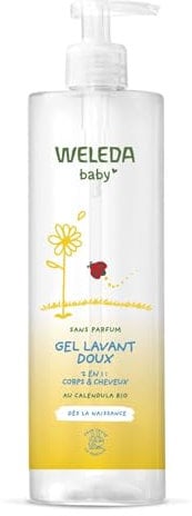 WELEDA - Gel lavant doux au Calendula sans parfum - Nettoie en douceur - Pour la toilette quotidienne des peaux délicates des bébés et des jeunes enfants - / - 400 ml