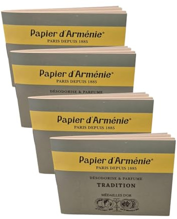 PAPIER D'ARMENIE - Carta profumata tradizionale per il purificatore d'atmosfera, set di 4 quaderni per appunti dal 1885