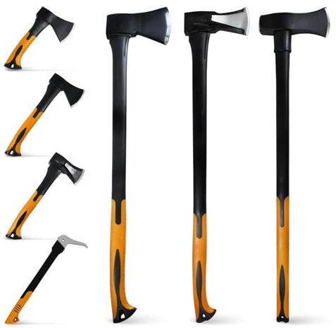 BOOMET Axt 2200g · Verschiedene Äxte und Sets zur Auswahl · Spaltaxt · Effizientes Holzspalten mit Fiberglasstiel für Brennholz, Garten und Outdoor