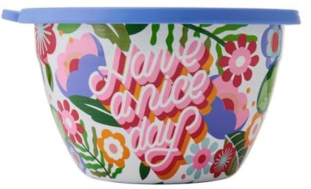 S'well x Steffi Lynn Stainless Steel Salad Bowl Kit - 1.9 Litre, Artist Collab - Comes with 60ml Condiment Container and Removable Tray for Organisation - Leakproof, Easy to Clean, Dishwasher Safe