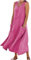 AEGJEGVD Ventes Flash du Jour et Soldes Robe d Ete Femme Coton et Lin Robes Décontracté Couleur Unie Robes Chic et Elegant Col V Robe Tunique Femmes Boheme Jupe Dress de Plage Linen Dresses Pas Cher