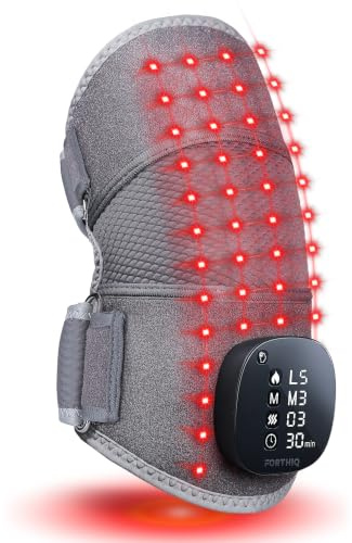 FORTHiQ RED+ Kniebandage mit Wärme und Rotlicht, 5 Intensitätsstufen, 52 Rot- & Infrarotlichtern, kabellos und verstellbar für Knie, Ellenbogen & Schultern, Geschenk für Männer & Frauen