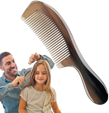 Hornkamm für Frauen – antistatisches Haar mit breiten Zähnen, natürlicher Hornkamm, Massage aus Knochen, handgefertigt für Kopfhaut und Haar