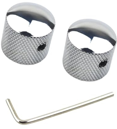 2 x E-Gitarren- und Bass-Knöpfe mit Loch, Lautstärkeregler, Metallkuppel, Potentiometer, Kappen, E-Bass, Kuppel