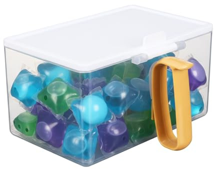 Punorric Clear Plastic Laundry Pods Container Washing Pods Storage Container with Handle & Lid, Dishwasher Tablet and Washing Tablet Storage for Laundry Room, Bathroom, Kitchen Organization