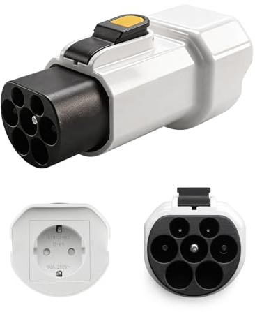 Erato Adattatore Tipo 2 a Schuko 220 V-250 V AC 16 A IEC-62196, Non V2L | Adattatore Stazione di Ricarica per elettriche Scooter Elettrico Bicicletta Moto Bici elettrica, Bianco