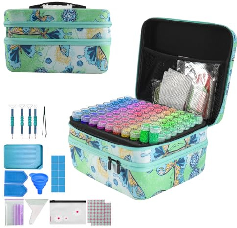 NEWFUN Diamond Painting Kit, Caja de Almacenaje Para Pintura de Diamantes, 240 Piezas Cajas de Accesorios para Pintura de Diamantes con Embudo de Estuche