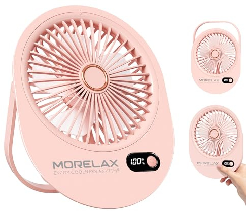 Mini USB Desk Fan Rechargeable Ultra Quiet 180° Folding 6 Speeds Small Fans | Desktop Fan with LED, Child-Safe Grille Cooling Portable Personal Fans for Office/Bedroom, Gifts for Women/Men/Girls (Pink)