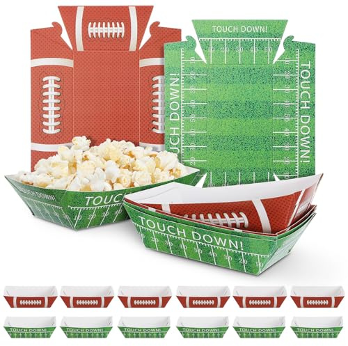 Tofficu Plateaux de Service Jetables Design Fête Anniversaire Football Lot de 20 en Papier Imperméable Adaptés pour Collations Chaudes et Froides pour Hot Dogs et Aliments Frits pour