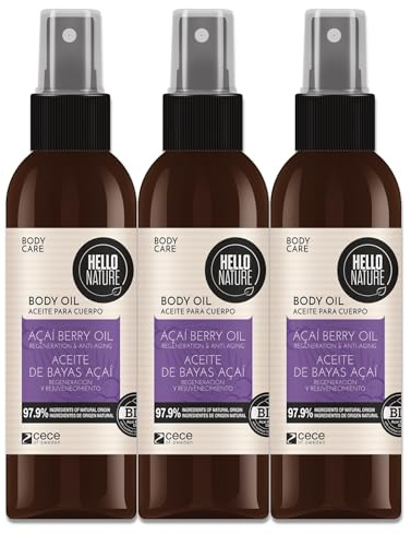 P-Beauty Naturkosmetik Körperöl mit Acai Öl - Veganes Body Oil für Gesicht & Körper - Pflegeöl für trockene & sensible Haut feuchtigkeitsspendend, regenerierend (3x130ml)