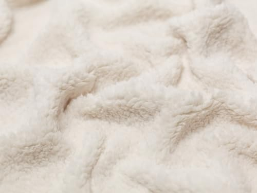 Minerva Crafts Superweicher Lammfell-Sherpa-Fleece-Stoff, cremefarben, Meterware