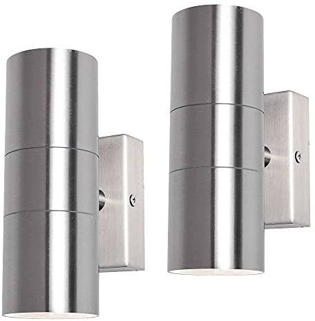 LITECRAFT Kenn Up & Down IP65 Rated Outdoor Wall Light - (Stainless Steel, Pack of 2)