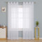 Deconovo Voile Gardinen mit Ösen Vorhang Leinenoptik Transparent Gardinen mit Stickerei Stern, 240x140 cm(HöhexBreite), Weiß, 2er Set