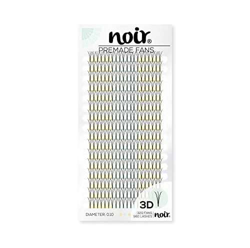 Noir Volume Lashes Pre Made Fan Eyelash Extensions 3D D curl 0.10 11mm Short Stem Russian Lashes