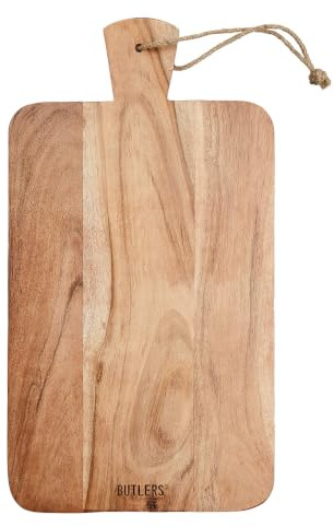 BUTLERS Schneidebrett Akazienholz - CUTTING CREW - Beidseitig nutzbar | Farbe Braun - 43x24x1,5 cm - Küchenbrett für Zubereitung - Servierbrett zum Anrichten - Natürlicher Look