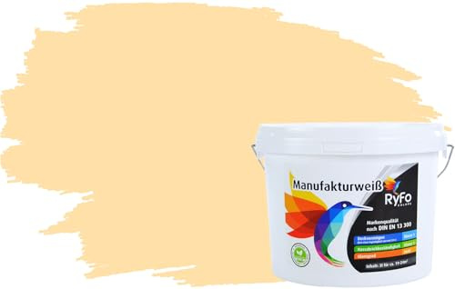 RyFo Colors Bunte Wandfarbe Manufakturweiß Marshmallow 3l - weitere Orange Farbtöne und Größen erhältlich, Deckkraft Klasse 1, Nassabrieb Klasse 1