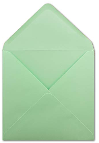 25 Quadratische Briefumschläge Mintgrün - 15,5 x 15,5 cm - 100 g/m² Nassklebung spitze Klappe - aus der Serie Colours-4-you - Glüxx-Agent