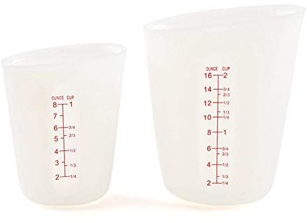 2Pcs Silicone Measuring Cup 250/500ml Flexible Pinch Pour Cup Cake Baking Tool Transparent Soft Measuring Jug