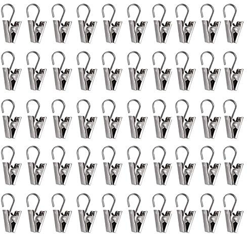 Yitaocity 50Pcs Stainless Sliver Metal Sprung Curtain Alligator Clips Hook Clip Clamps Pegs