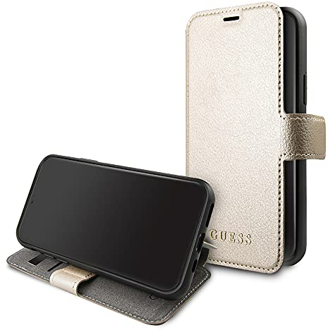 Guess GUFLBKSN58IGLGO Iridescent Collection Case Booktype Schutzhülle für Apple iPhone 11 Pro, Gold