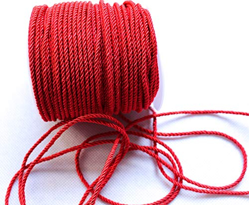 50m Kordel 3 mm breit Schnur Kordelband gedrehtes Band (Spezial Rot)