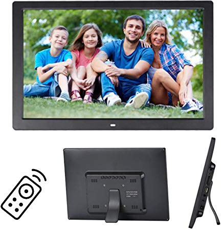 Cadre Photo Numérique 13 Pouces HD avec Télécommande Et Detecteur De Mouvement Cadre Photo Electronique LED Cadre 1080P 16:9 Cadre Photo Digital Compris l'horloge MP3 MP4 Calendrier,Black