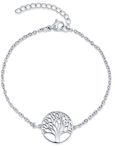 Nuoli® Lebensbaum Armband Damen Silber (15 + 5cm verstellbar) Baum des Lebens Armkette für Frauen & Mädchen, aus Edelstahl