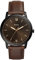 Fossil Minimalist uhr für Herren, Quarzwerk mit Edelstahl- oder Lederarmband, Dunkelbraun, 44MM