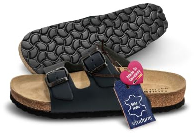 VITAFORM Pantoletten Unisex Weite H Vollrindleder blau, 45