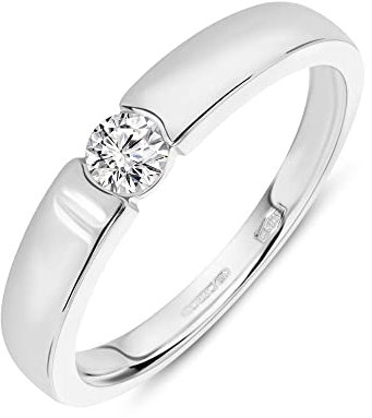 MIORE Ring Damen 0.13 Ct Solitär Diamant Verlobungsring aus Weißgold 14 Karat / 585 Gold, Schmuck