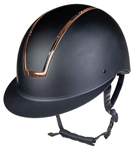 HKM Lady Shield Casques d'équitation Mixte-Adulte, 9178 Noir/Or Rose, L=58-60cm