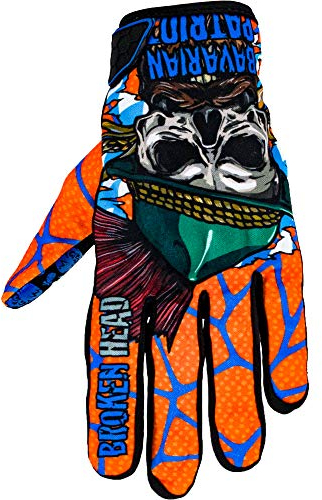 Broken Head MX-Handschuhe Bavarian Patriot - Motorrad-Handschuhe Für Motocross, Enduro, Mountainbike - Blau - Orange (M)