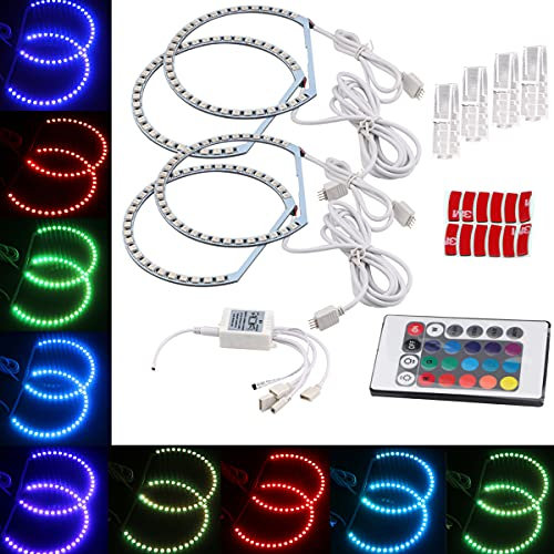 Auto 5050 SMD LED RGB Flash Angel Eyes Anillo de halo de luz Luces de circulación diurna multicolores coloridas compatibles para BMW E46 3 Series 2x131mm 2x146mm