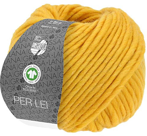 LANA GROSSA Per Lei GOTS | Klassisches Merino-Dochtgarn, GOTS zertifiziert | Handstrickgarn aus 100% Schurwolle | 50g Wolle zum Stricken & Häkeln | 60m Garn FB 22