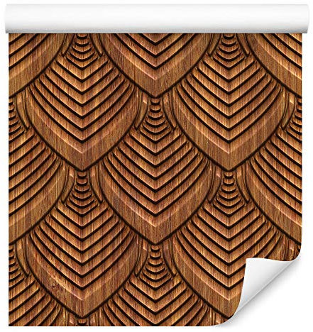 Muralo Tapete Selbstklebend 3D, Holzoptik, Blätter, Pflanzen - 1000x50 cm